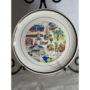Vintage S. Carolina Souvenir Plate Columbia Charleston Gardens Landmarks Decor